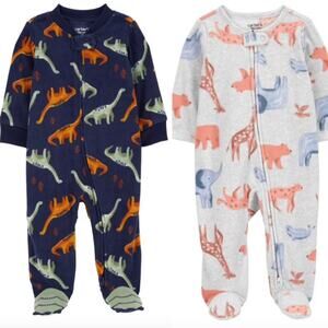 Bundle of (2) Carter's Child of Mine Baby Fleece Footie Pajama Sleepers